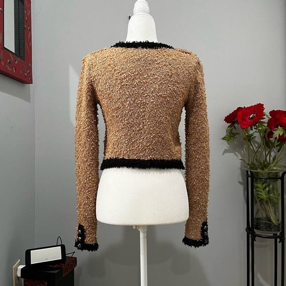 NEW McGinn Anthro Metallic Shimmer Knit Cropped Timeless Contrast Jacket S NWOT - Picture 5 of 16